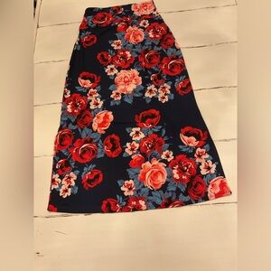 Agnes & Dora Red and Blue Floral Midi Skirt